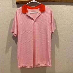 Men’s Nike Dri-fit golf shirt size L red and white